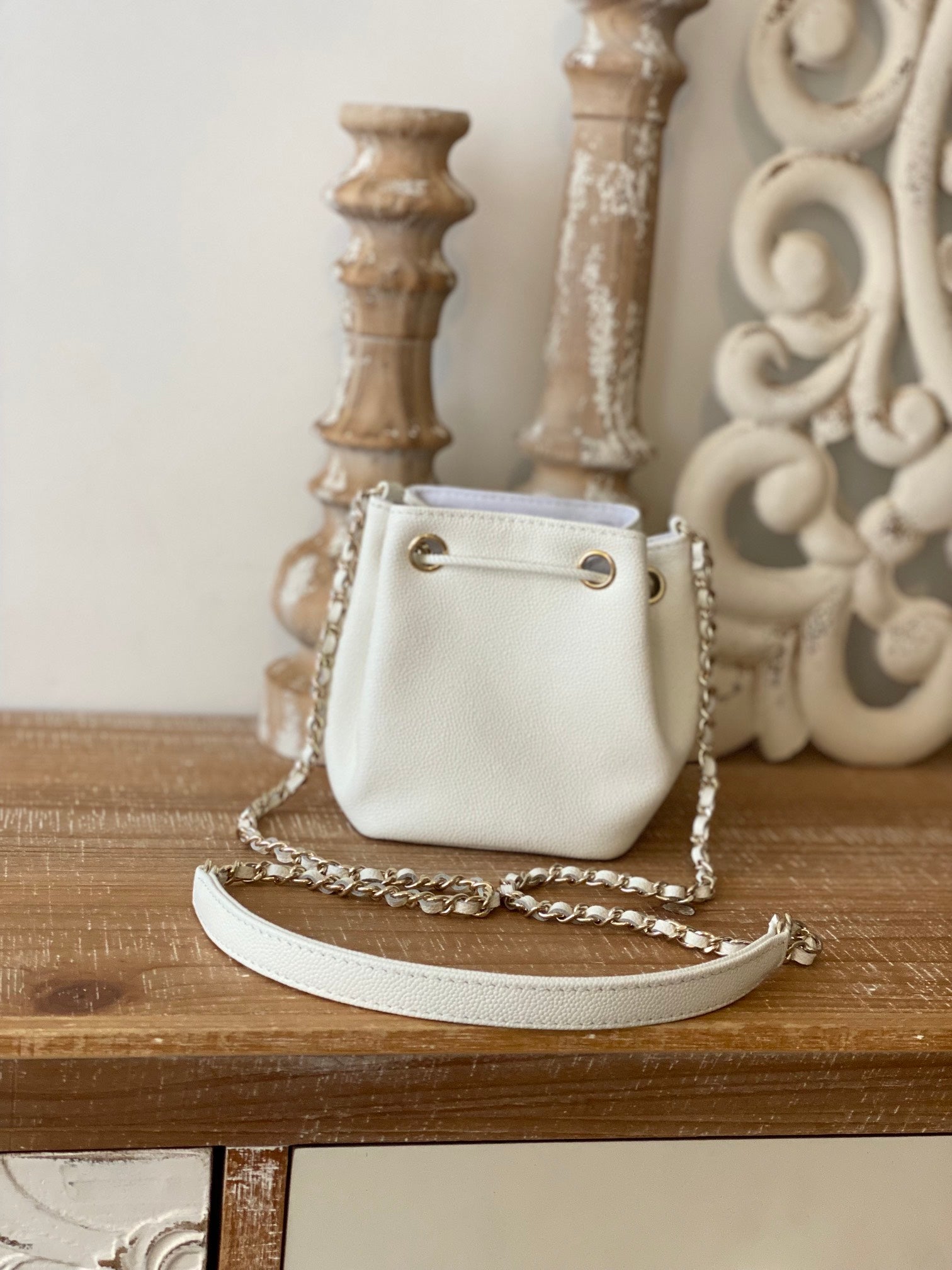 CHLMini Strap , ’s 4.9in White Bucket Bag
