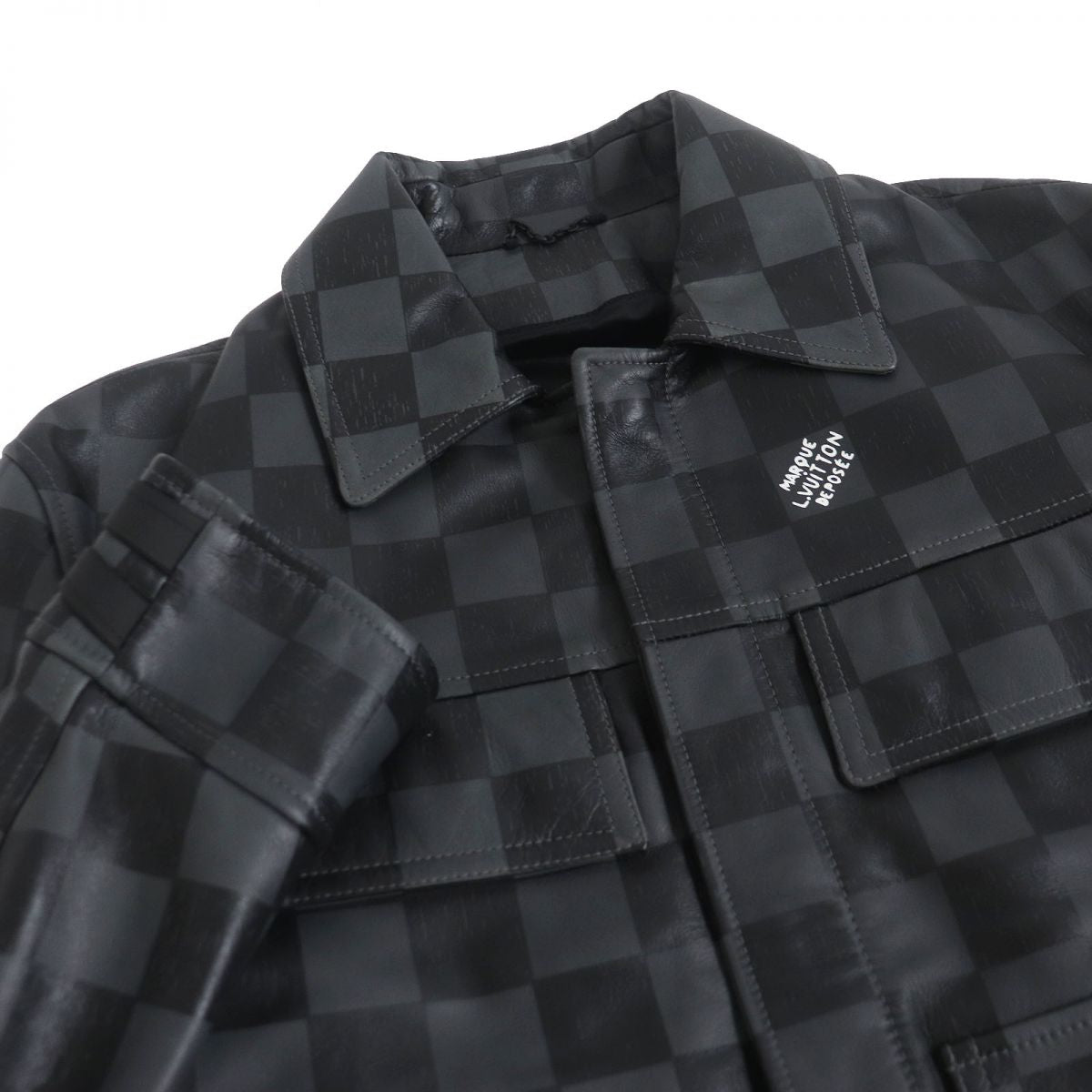 Louis Vuitton jacket Leather Cotton Black Gray Apparel