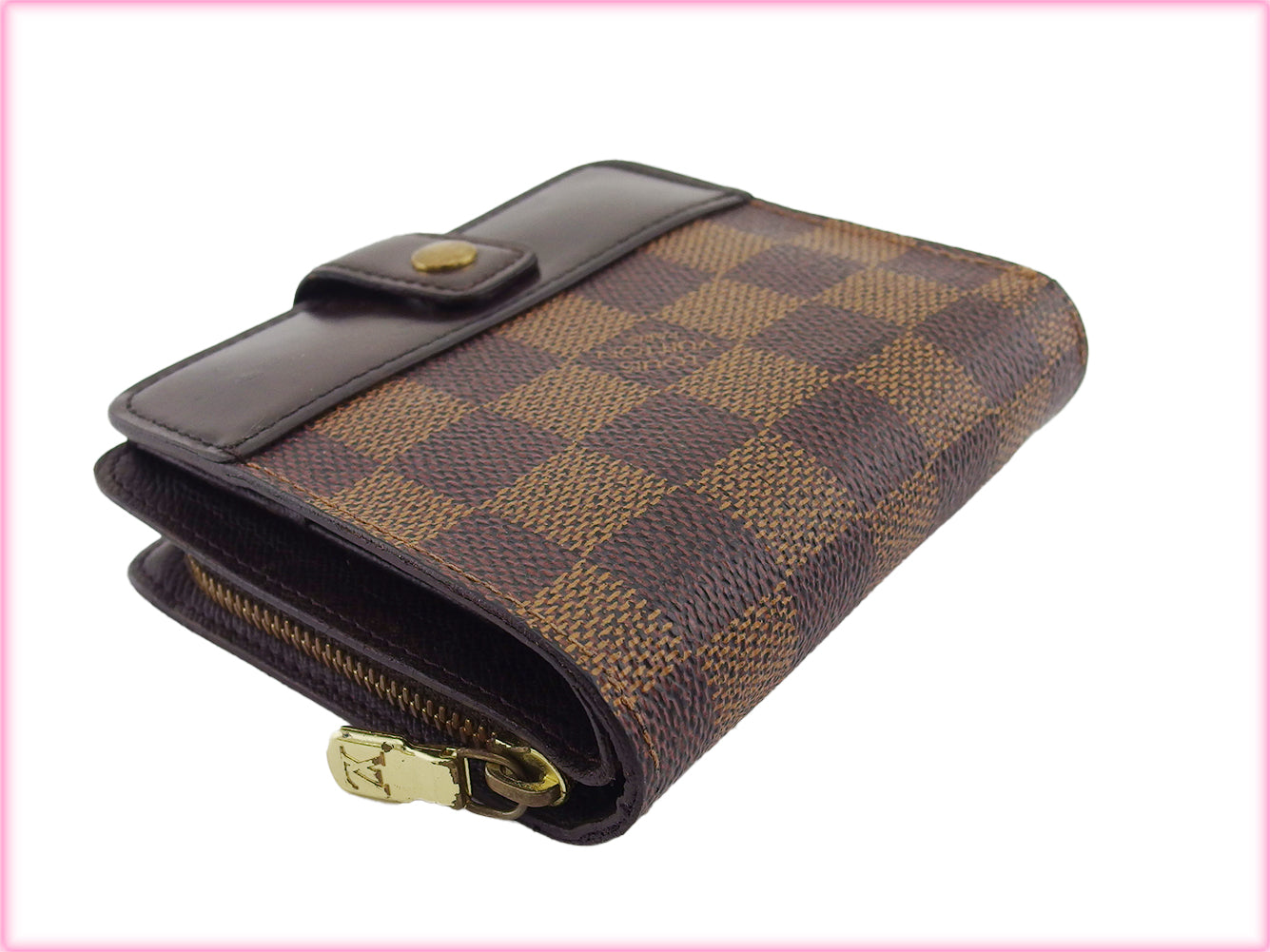 Louis Vuitton Bifold N61668 Compact zip Brown Beige Wallet Case