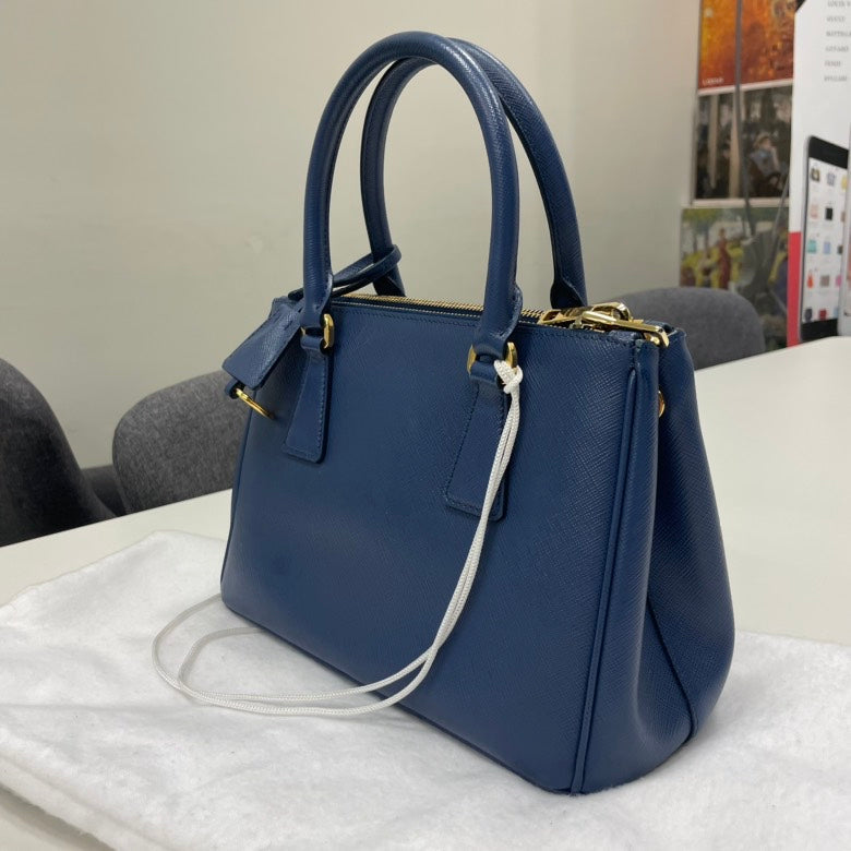 Prada Turquoise Galleria Tote Bag Leather Saffiano Blue