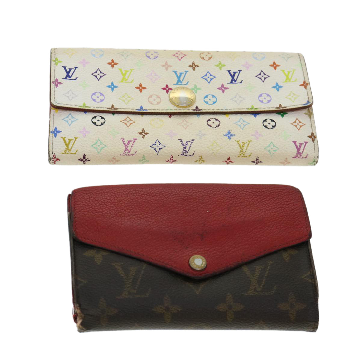 Louis Vuitton Monogram Multicolor Wallet 2Set White LV tb593