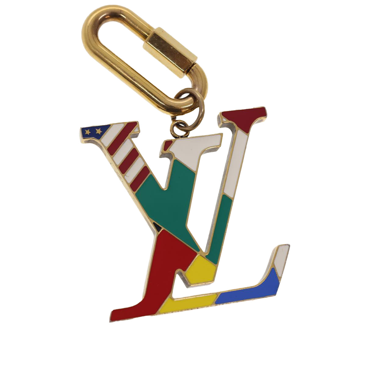 Louis Vuitton Bijou Sac LV Flag Charm Gold Tone Multicolor LV tb621