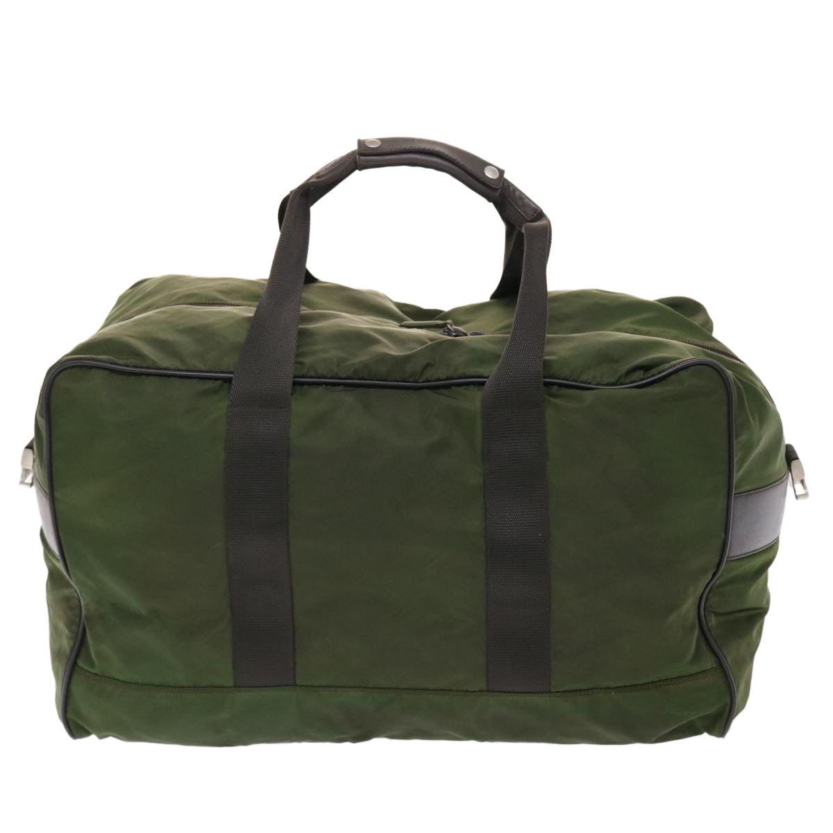 Prada Boston Bag Khaki Nylon Travel Bag