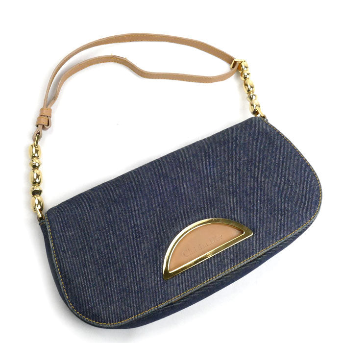 Dior Christian Maris Pearl Shoulder Bag Denim