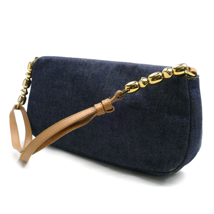 Dior Christian Maris Pearl Shoulder Bag Denim