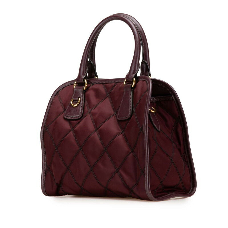 Prada 1Ba100 2Way Bag Leather Nylon Travel Bag