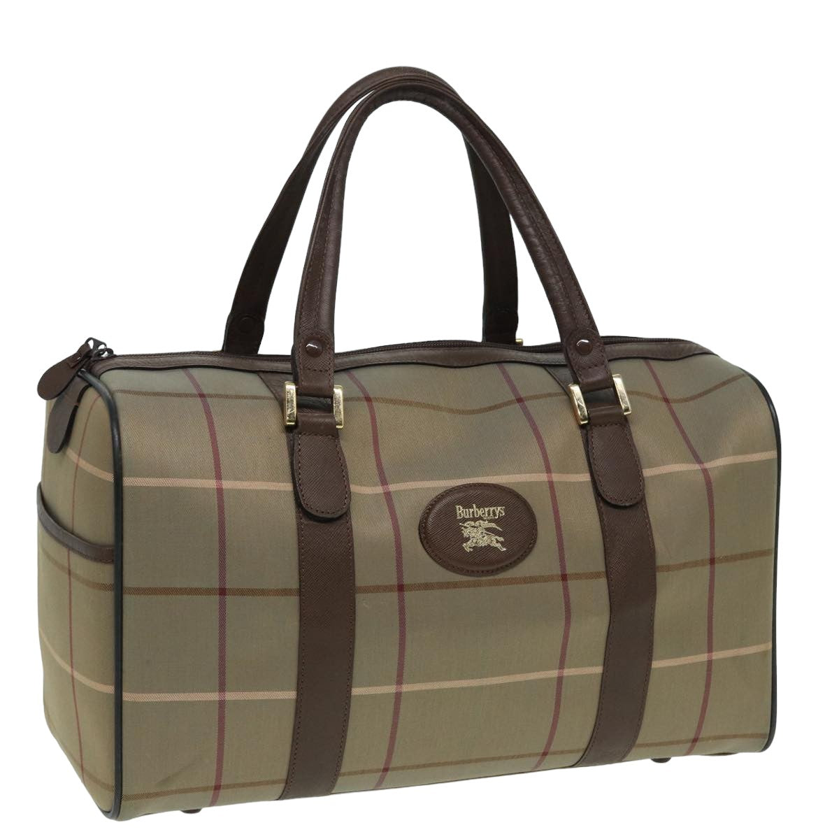 Burberry Luxury ss Nova Check Boston Bag Auth Th5134 Canvas Brown Travel Bag