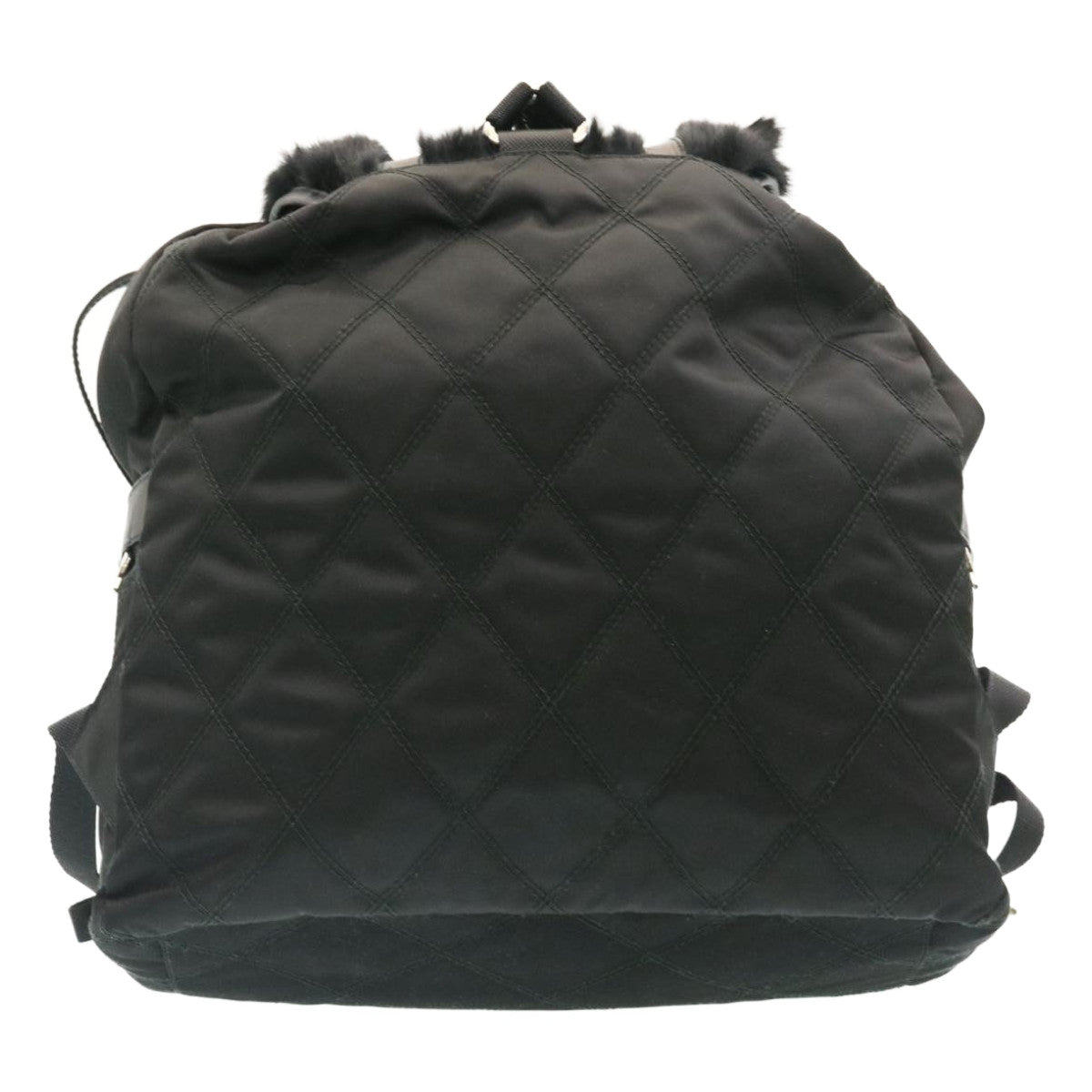 Prada Fur Backpack Nylon Black