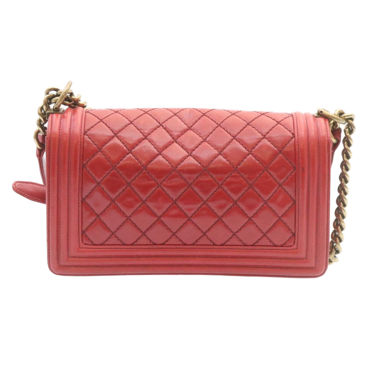 Chanel Boy  Matelasse Chain New Shoulder Bag Leather Red CC Auth knn