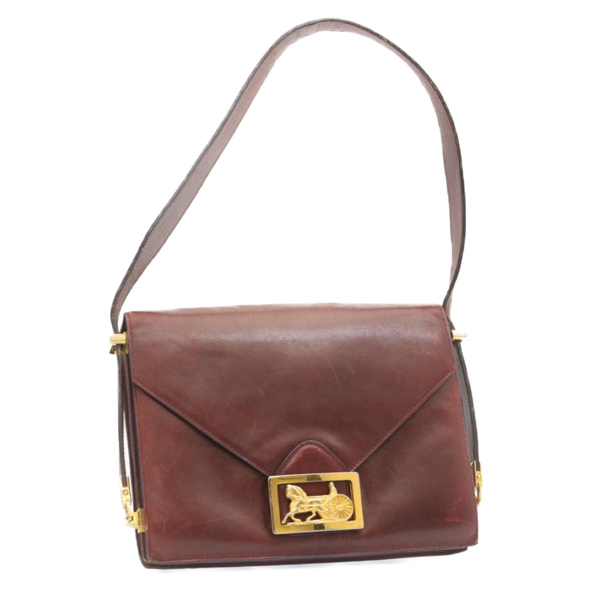 Luxury Horse Carriage Shoulder Bag Bordeaux Rd Leather