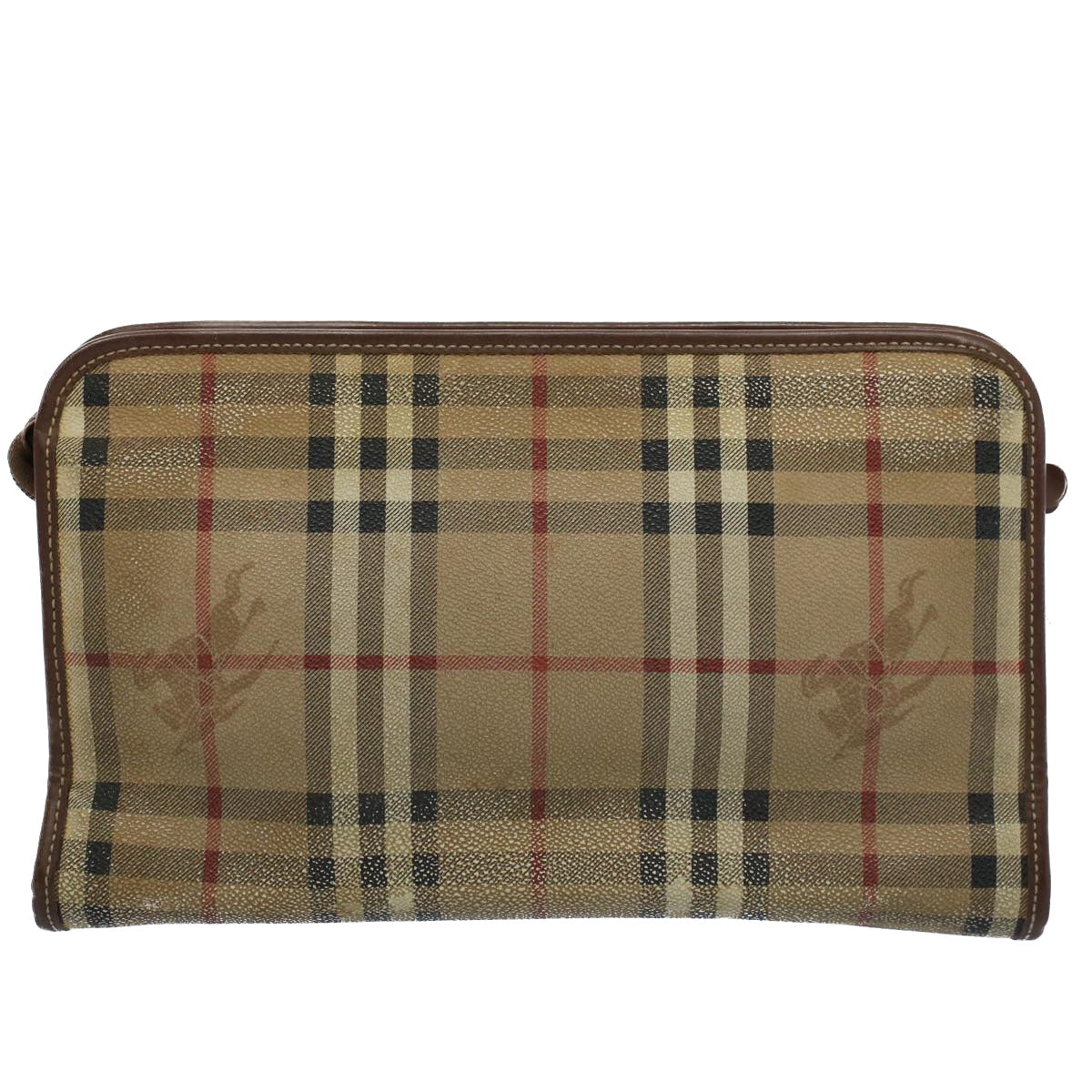 Burberry Luxury ss Nova Check Clutch Bag Pvc Auth Leather Beige Beige Auth Ti1243