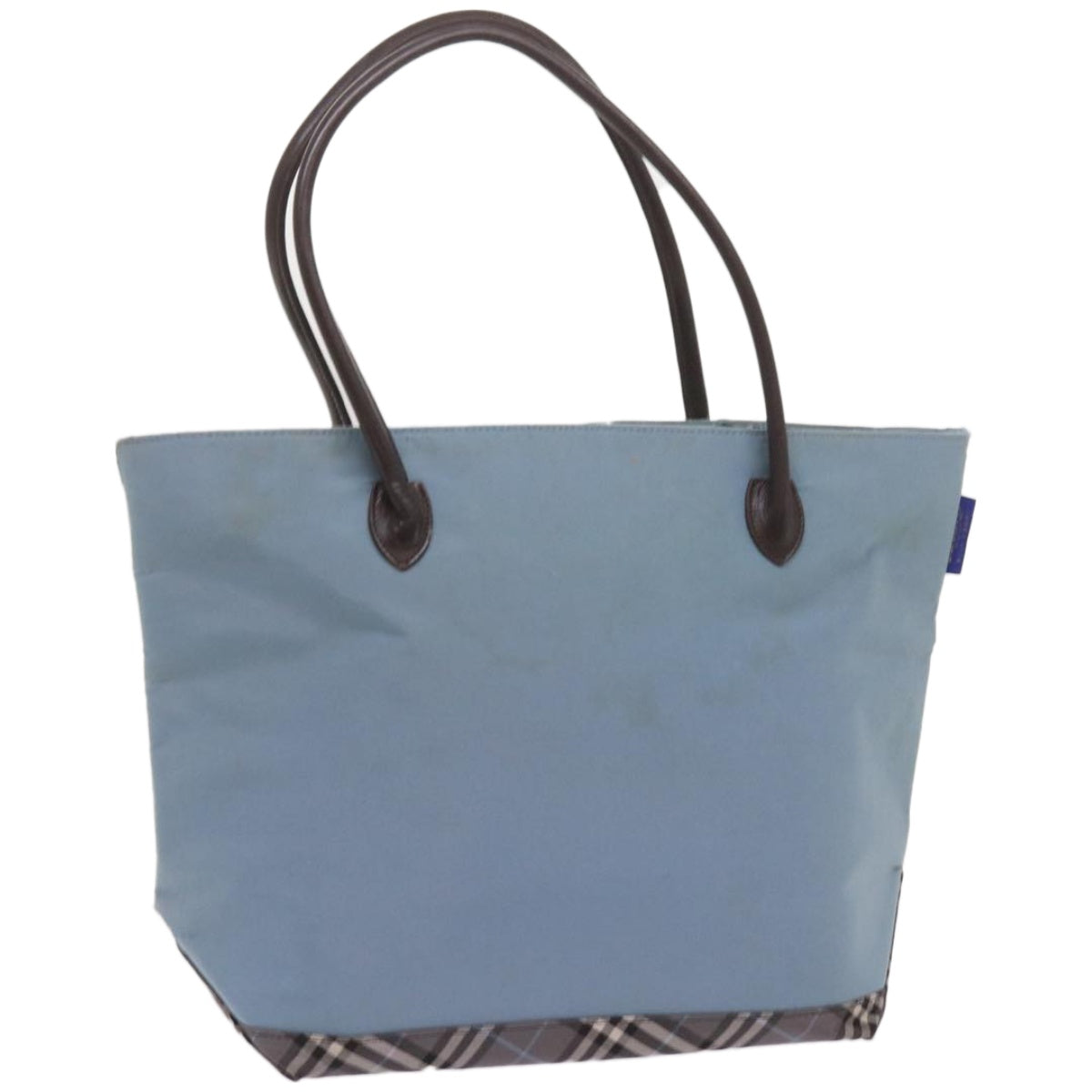 Burberry Luxury ss Label Tote Bag Light Auth Ti1542 Nylon Blue