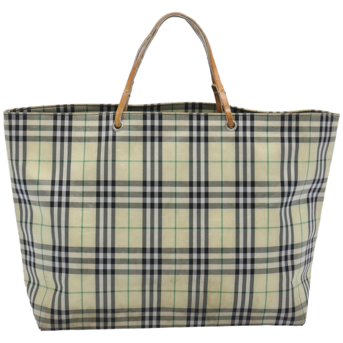 Burberry Luxury Nova Check Tote Bag Auth Ti1543 Nylon Yellow