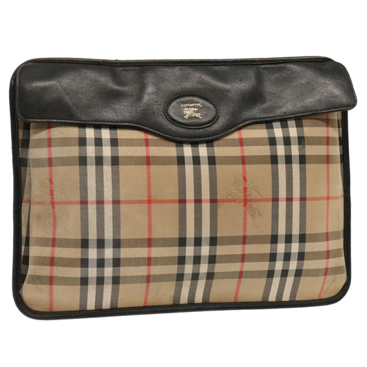 Burberry Luxury ss Nova Check Clutch Bag Auth Ti1616 Canvas Beige