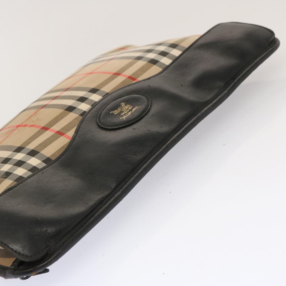 Burberry Luxury ss Nova Check Clutch Bag Auth Ti1616 Canvas Beige