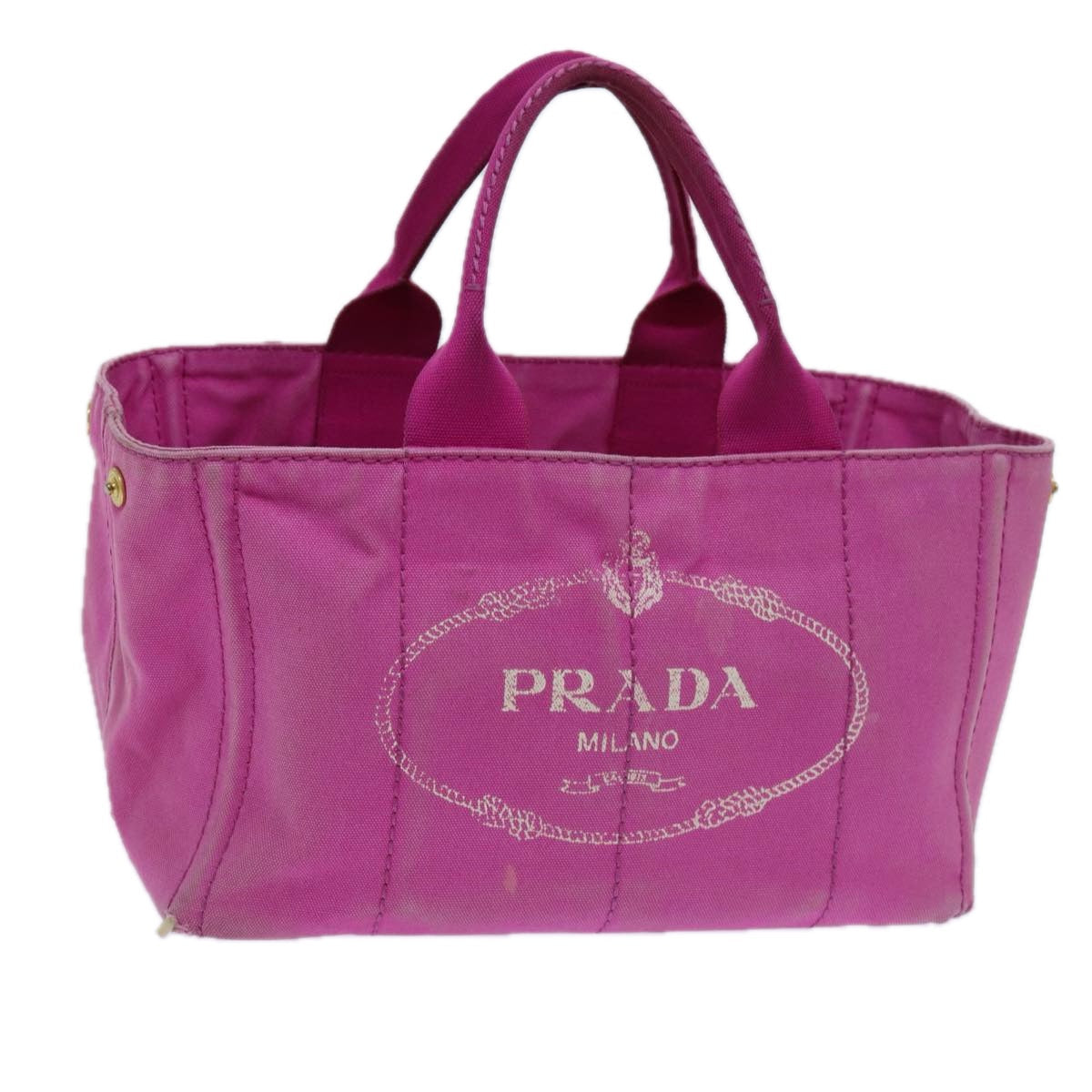 Prada Canapa Mm Hand Bag Auth Canvas Pink Travel Bag