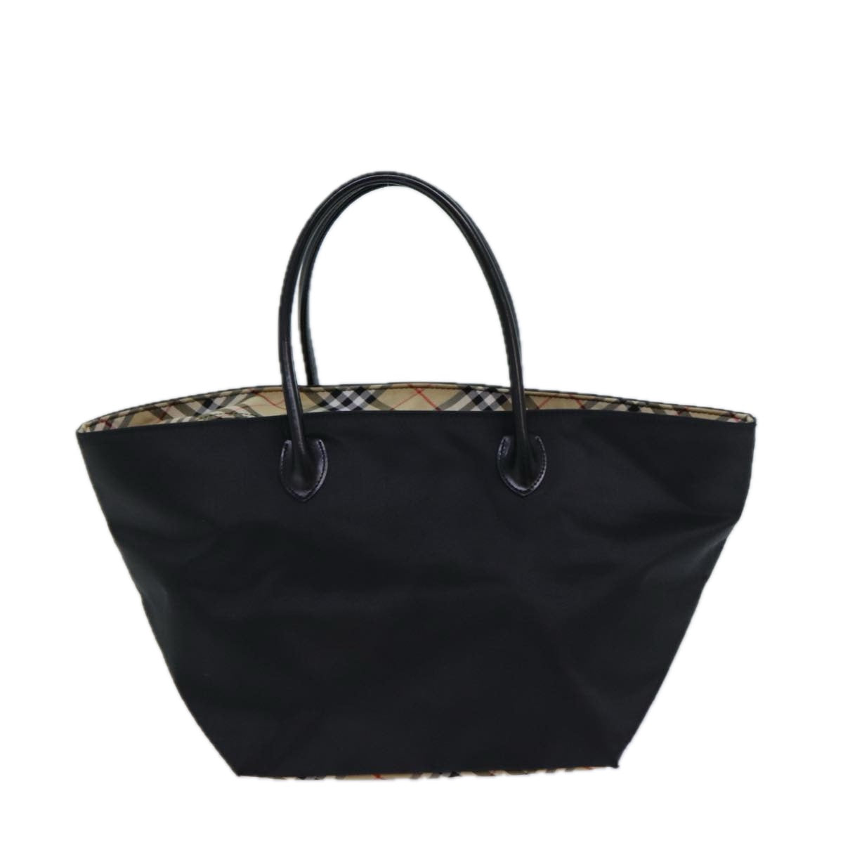 Burberry Luxury ss Nova Check Label Hand Bag Auth Canvas Black Blue Travel Bag Black Auth Ti1775