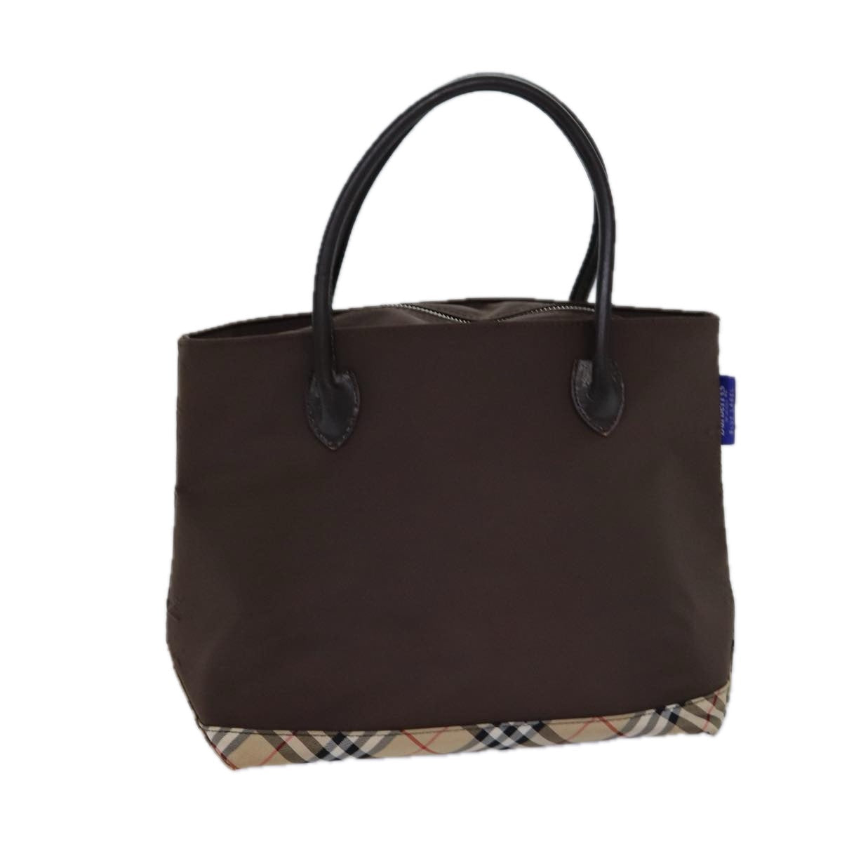Burberry Luxury ss Nova Check Label Hand Bag Auth Canvas Brown Blue Travel Bag Brown Auth Ti1776