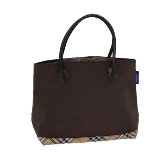 Burberry Luxury ss Nova Check Label Hand Bag Auth Canvas Brown Blue Travel Bag Brown Auth Ti1776