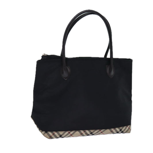 Burberry Luxury ss Nova Check Label Hand Bag Auth Canvas Black Blue Travel Bag