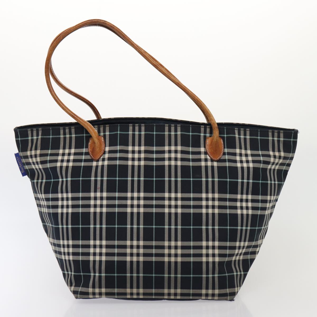 Burberry Luxury Nova Check Label Hand Bag 2Set Auth Canvas Blue Navy Travel Bag