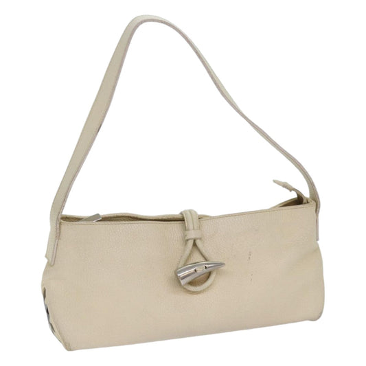 Burberry Luxury Shoulder Bag Auth Ti1931 Leather Silver Cream