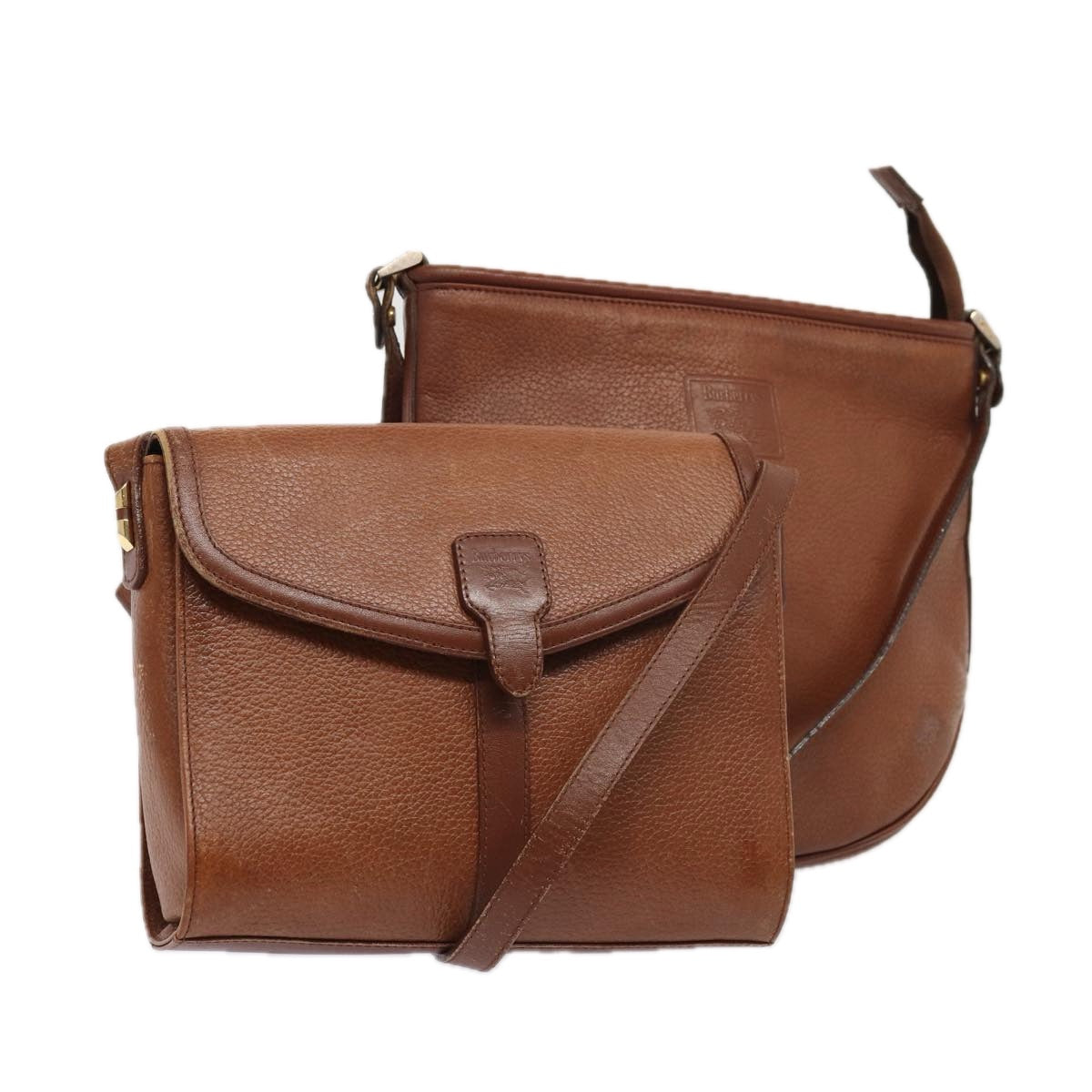 Burberry Luxury ss Shoulder Bag 2Set Auth Ti1942 Leather Brown