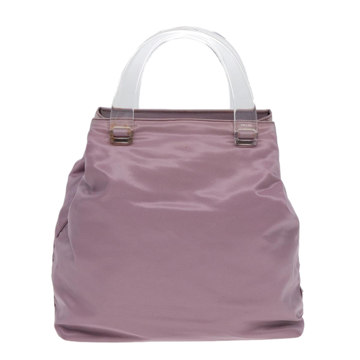 Prada Hand Bag Auth Nylon Pink Silver Travel Bag Silver Auth Ti1945