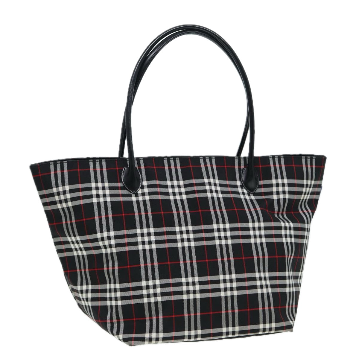 Burberry Luxury ss Label Tote Bag Auth Ti1960 Nylon Black Blue