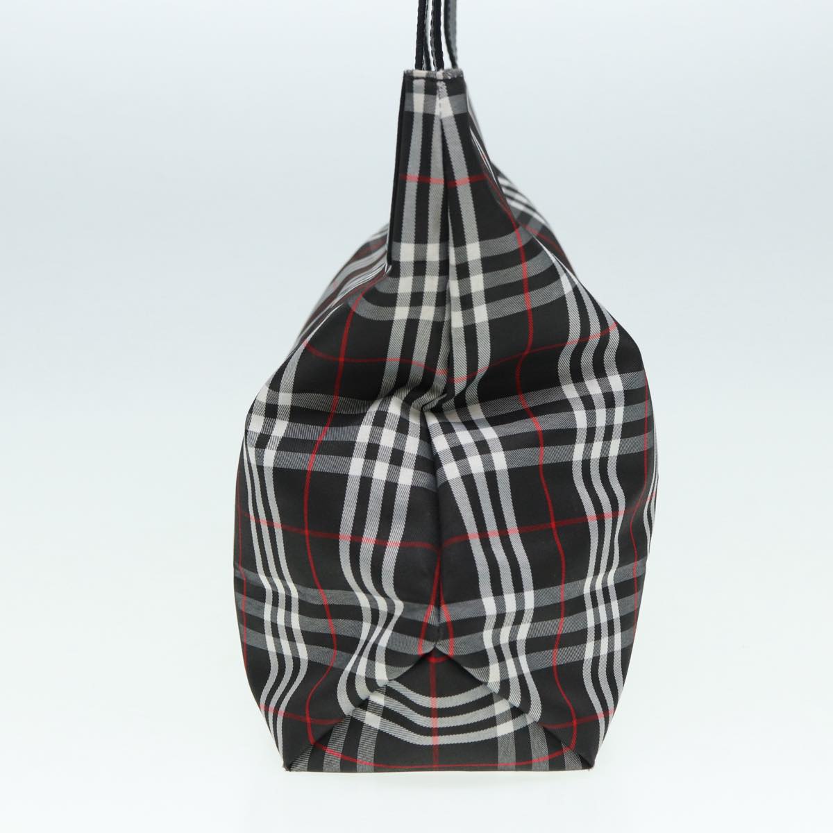 Burberry Luxury Nova Check Tote Bag Auth Ti1963 Nylon Black Silver