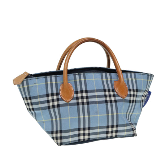 Burberry Luxury ss Nova Check Label Hand Bag Auth Nylon Blue Travel Bag