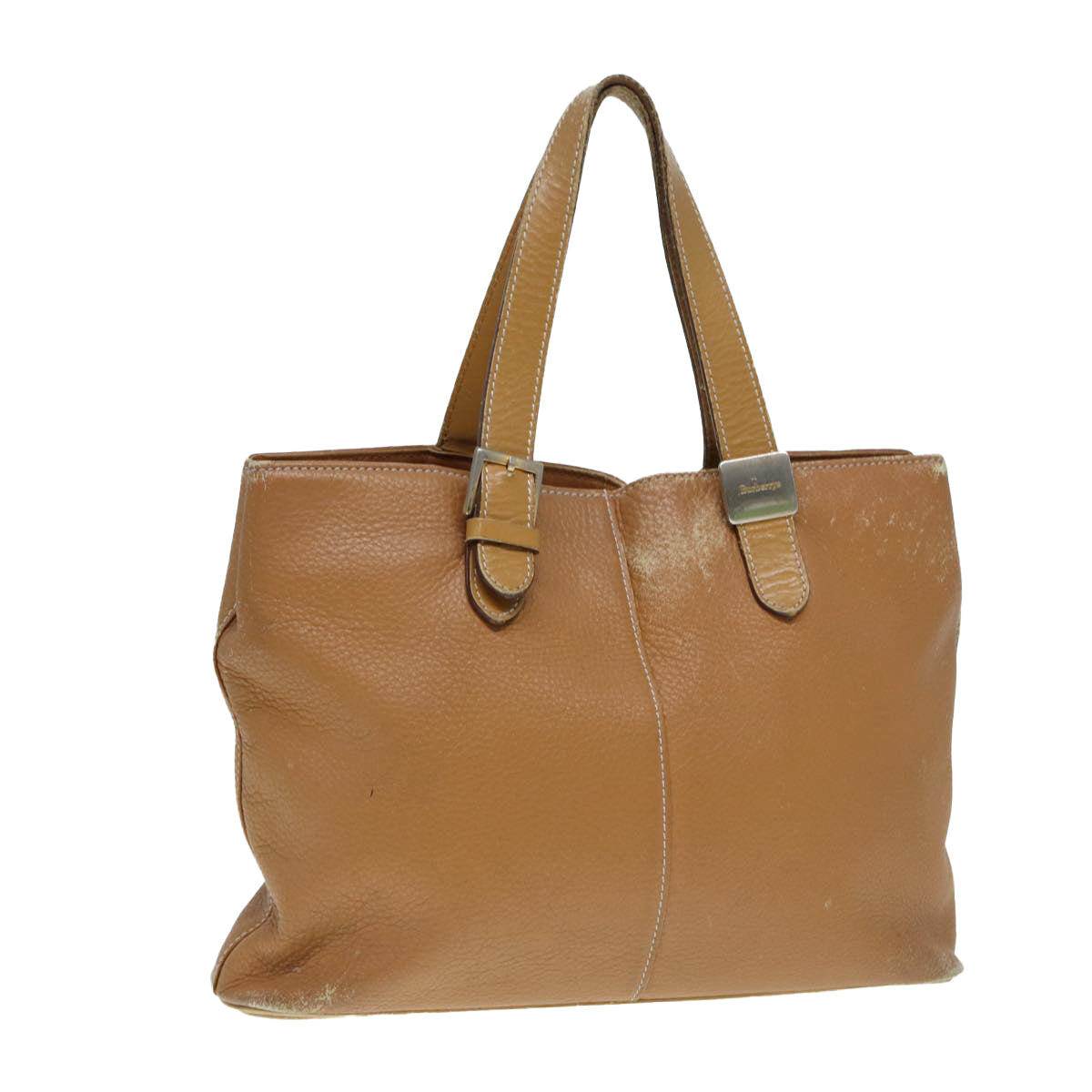 Burberry Luxury ss Hand Bag Auth Ti2003 Leather Brown Silver Travel Bag