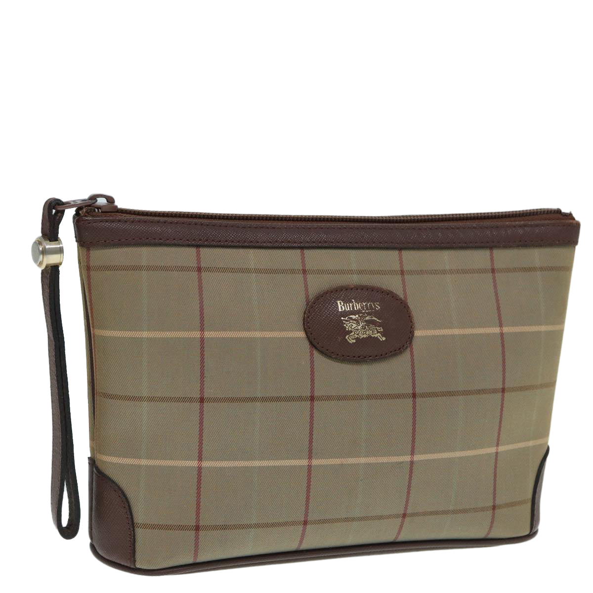 Burberry Luxury ss Nova Check Clutch Bag Auth Ti2016 Canvas Beige