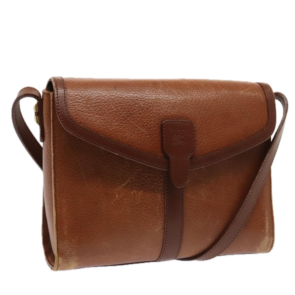 Burberry Luxury ss Shoulder Bag Auth Ti2045 Leather Brown Gold