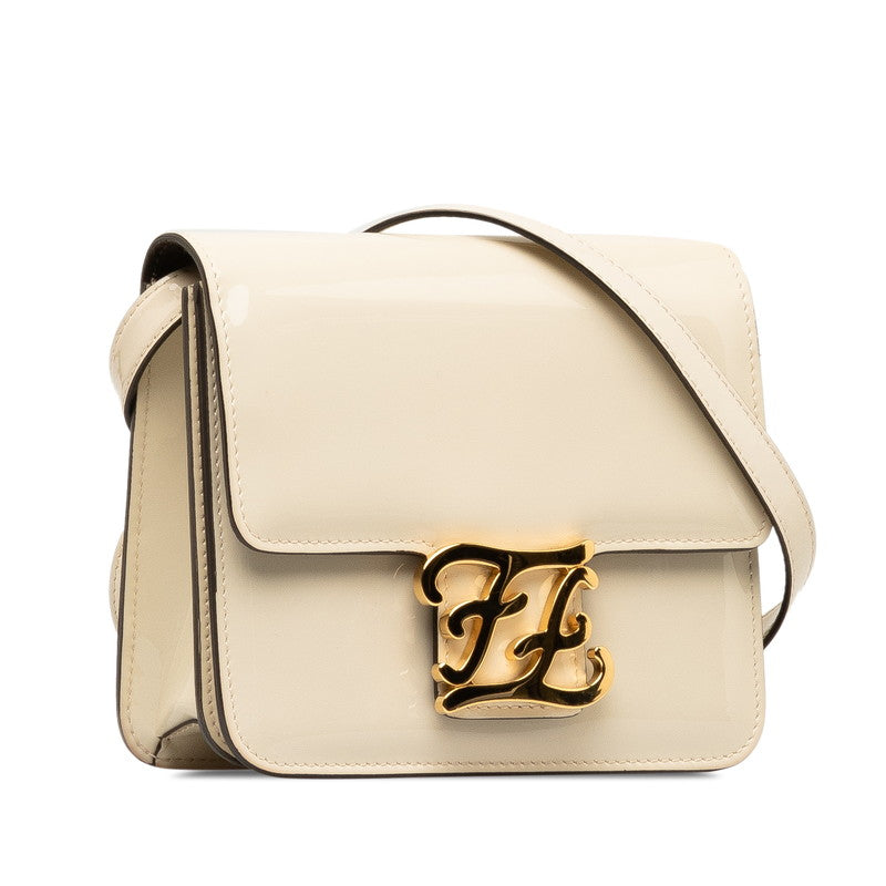 Fendi Calligraphy Shoulder Bag Leather Patent