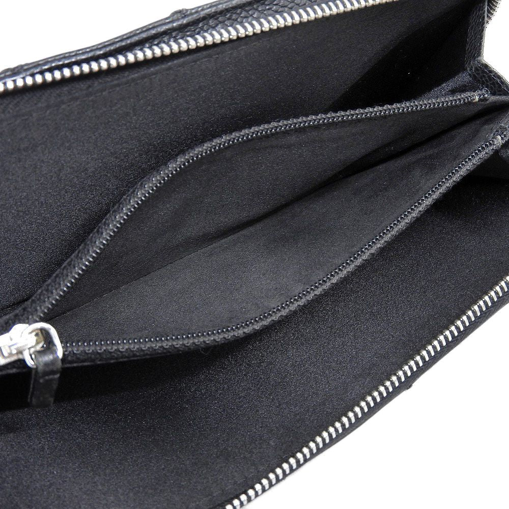 Chanel Leather Round Zip Wallet Black