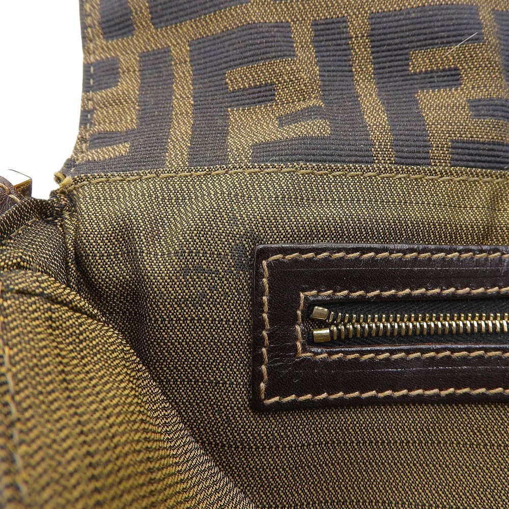 Fendi Shoulder Bag Leather Canvas