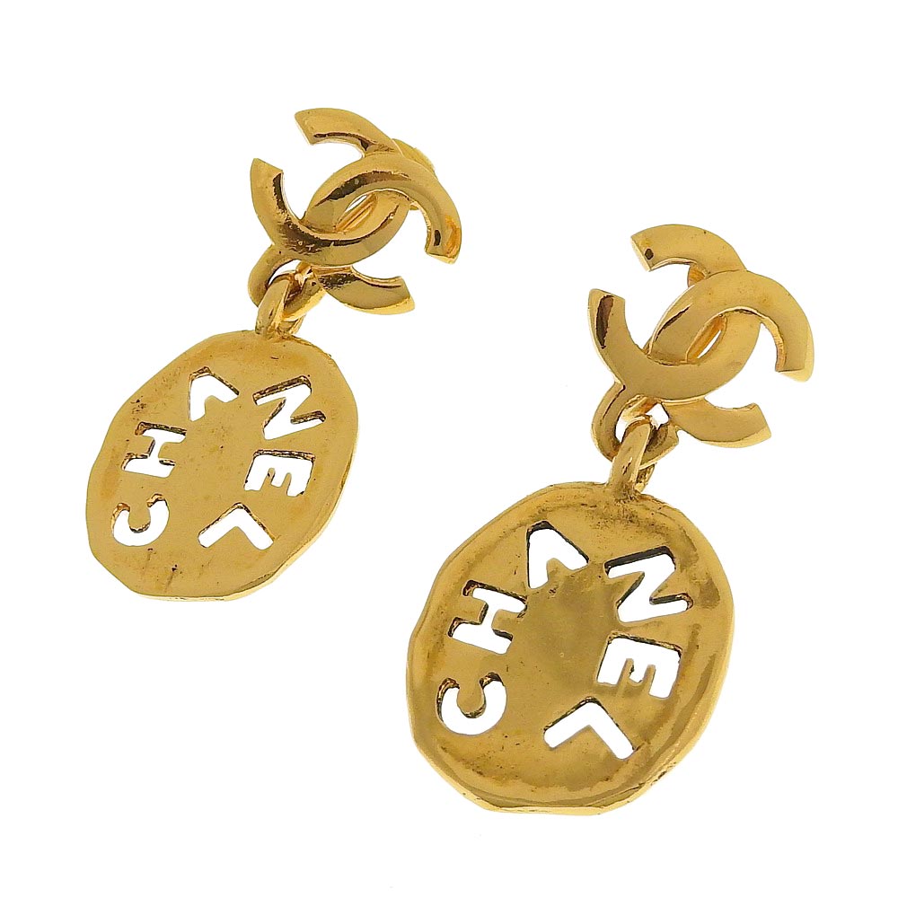 Chanel Gold Logo Earrings with Box Bag