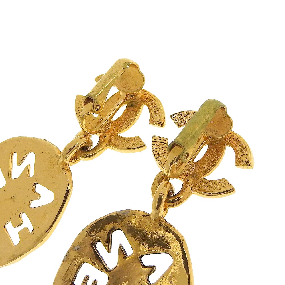 Chanel   Gold Logo Earrings with Box
