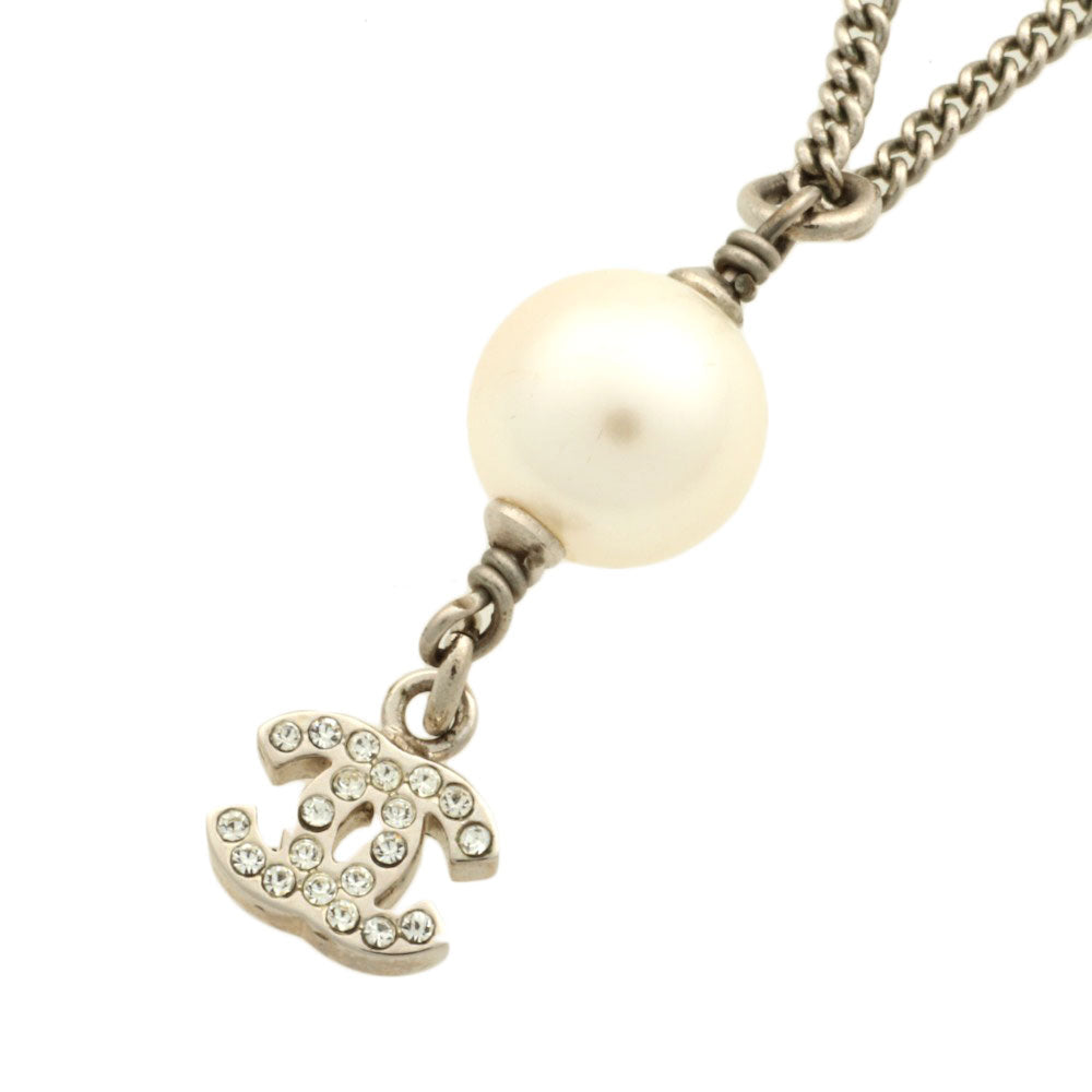 Chanel Coco Mark Pearl Rhinestone Necklace 40CM Bag