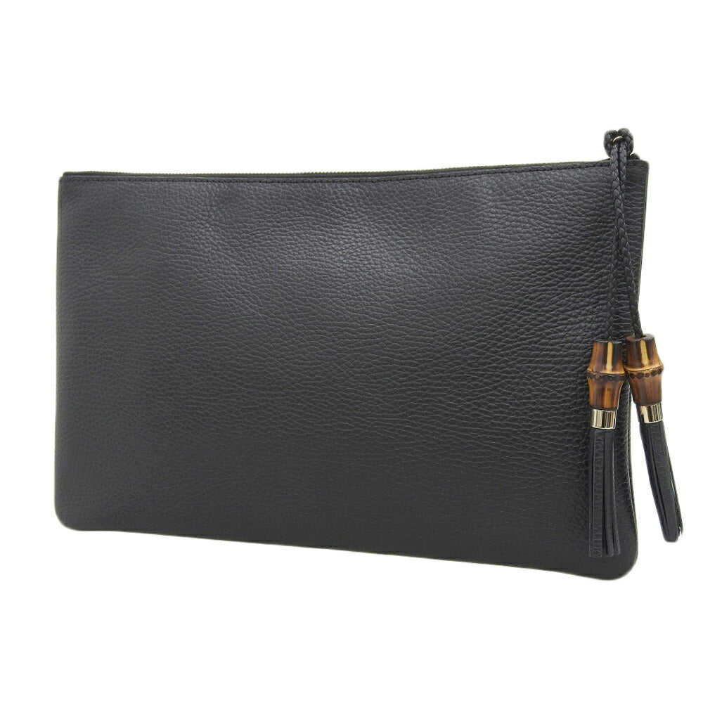 Gucci Bamboo Clutch Bag Leather Black