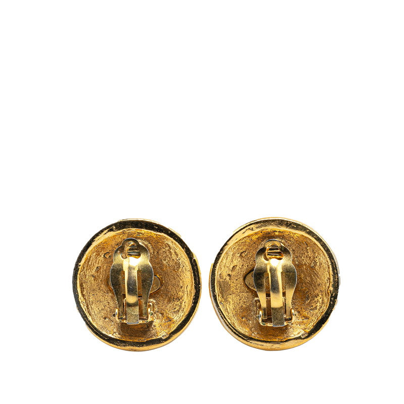 Chanel Gold Plated Coco Mark Rhinestone Earrings 23