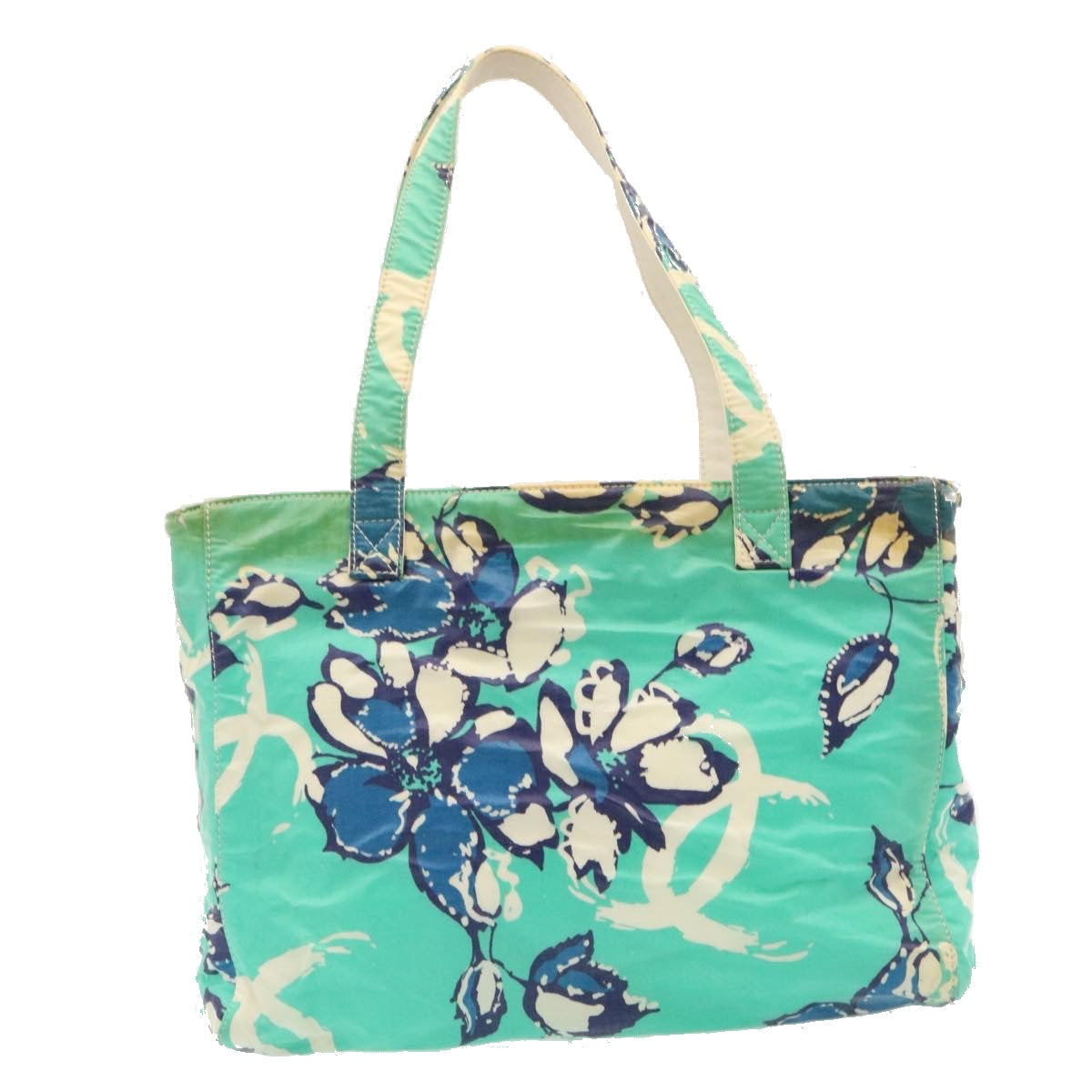 CHANEL Camelia Shoulder Bag Enamel Light Blue CC Auth tp196A