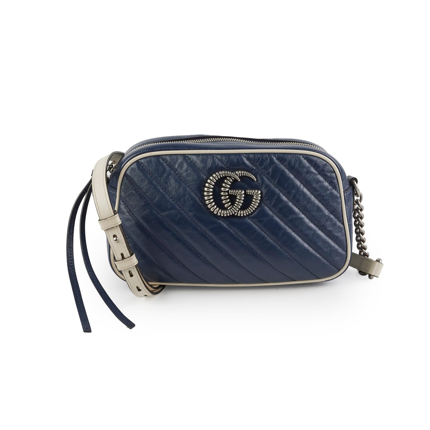 Gucci Marmont Calfskin Camera Bag Navy Crossbody Bag