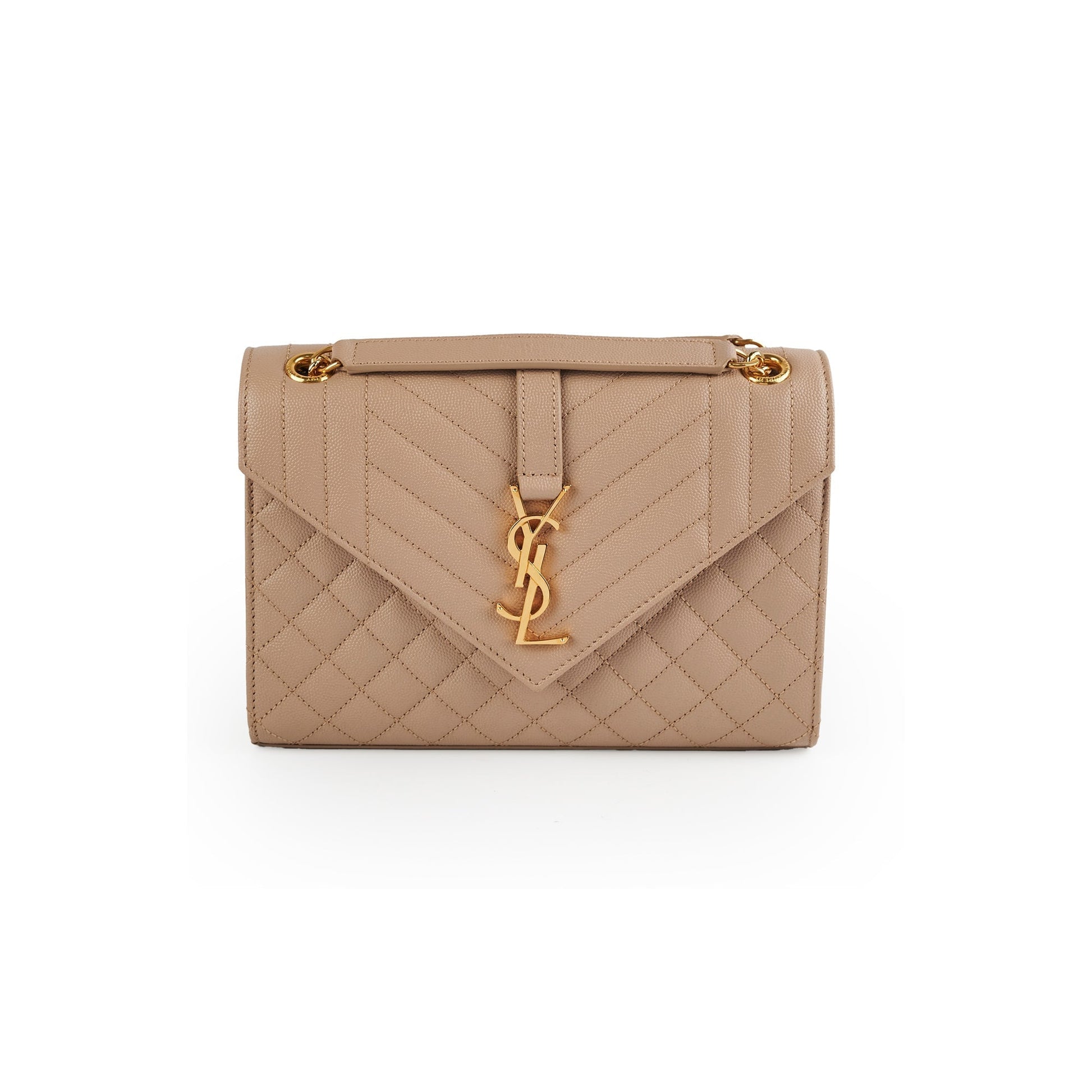 YSL Saint Laurent Envelope Crossbody Bag Beige Medium