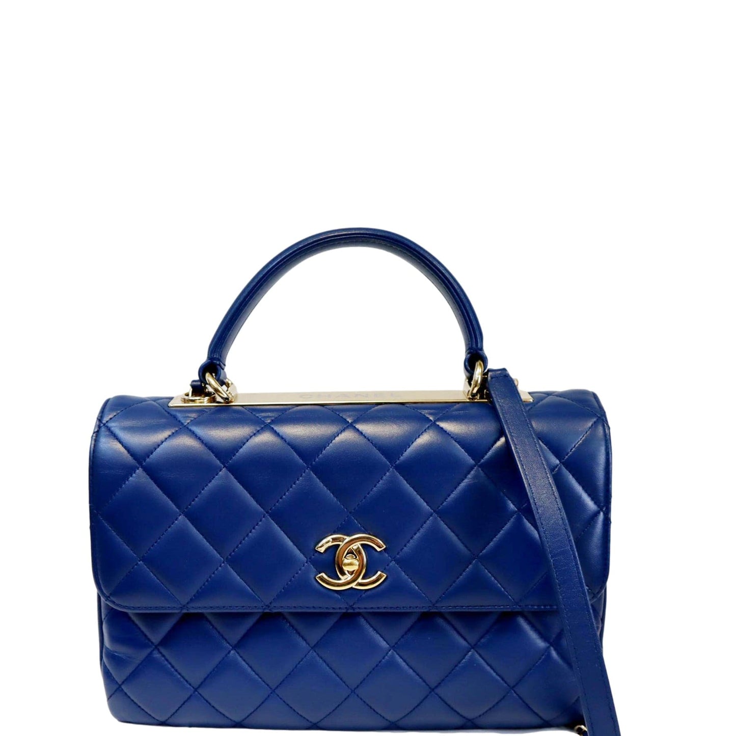 Chanel Trendy CC Flap Quilted Lambskin Blue Travel Bag