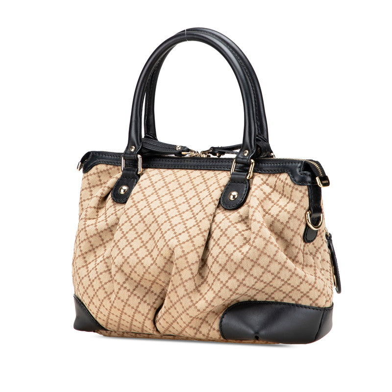 Gucci Sukey Diamante Handbag Leather Canvas Travel Bag