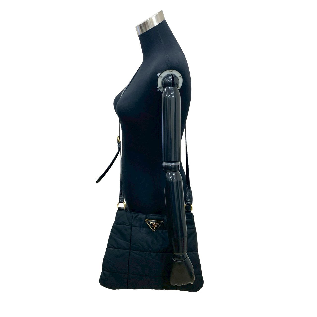 Prada Triangle Shoulder Bag Leather Nylon Logo Shoulder Bag 4
