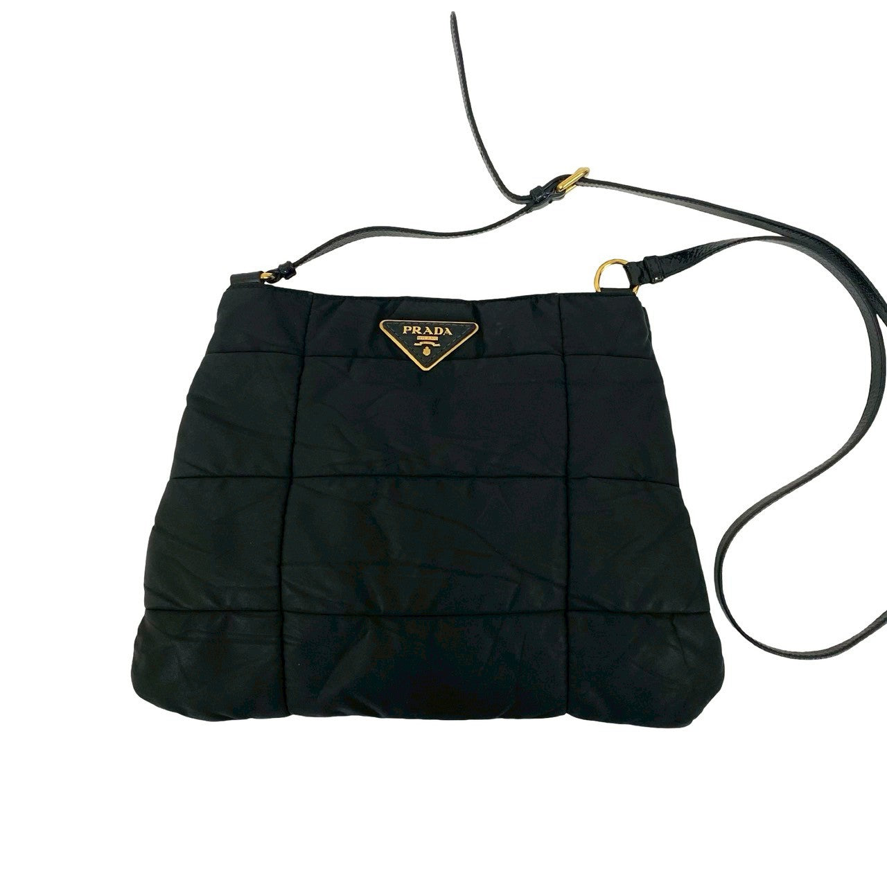 Prada Triangle Shoulder Bag Leather Nylon Logo Shoulder Bag 4