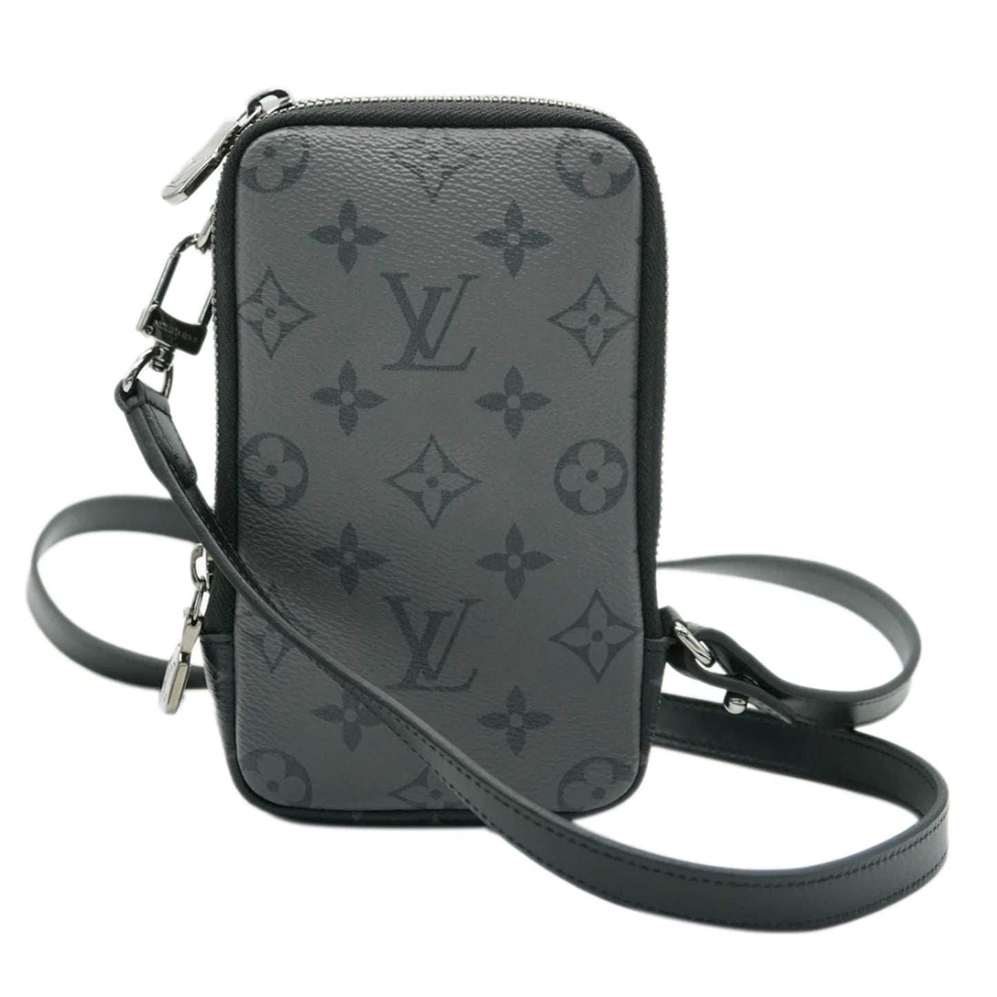 Louis Vuitton Reverse Eclipse Double Phone Pouch Monogram Canvas Handbag